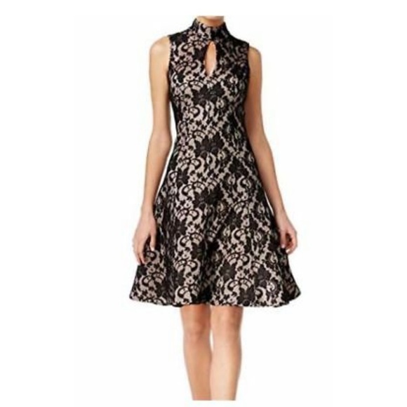 Jax Dresses & Skirts - Jax Black Lace Keyhole Sleeveless A-Line Dress 14